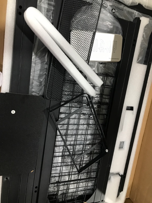 Photo 1 of Pamray 40'' Rounded Corner Home Office Desk with Thickened Bottom Crossbar and Cable Trough & Cable Management Simple Computer Desk for Work and Gaming, Black
