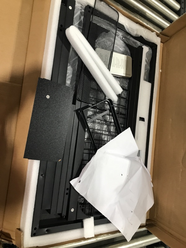 Photo 2 of Pamray 40'' Rounded Corner Home Office Desk with Thickened Bottom Crossbar and Cable Trough & Cable Management Simple Computer Desk for Work and Gaming, Black
