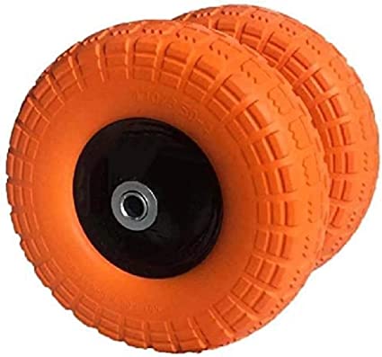 Photo 1 of AFT PRO USA -  10' Flat Free Tires Air less Tires Wheels By AFT PRO USA with 5/8' Center - Solid Tire Wheel for Dolly Hand Truck Cart/All Purpose Utility Tire on Wheel (Orange)
