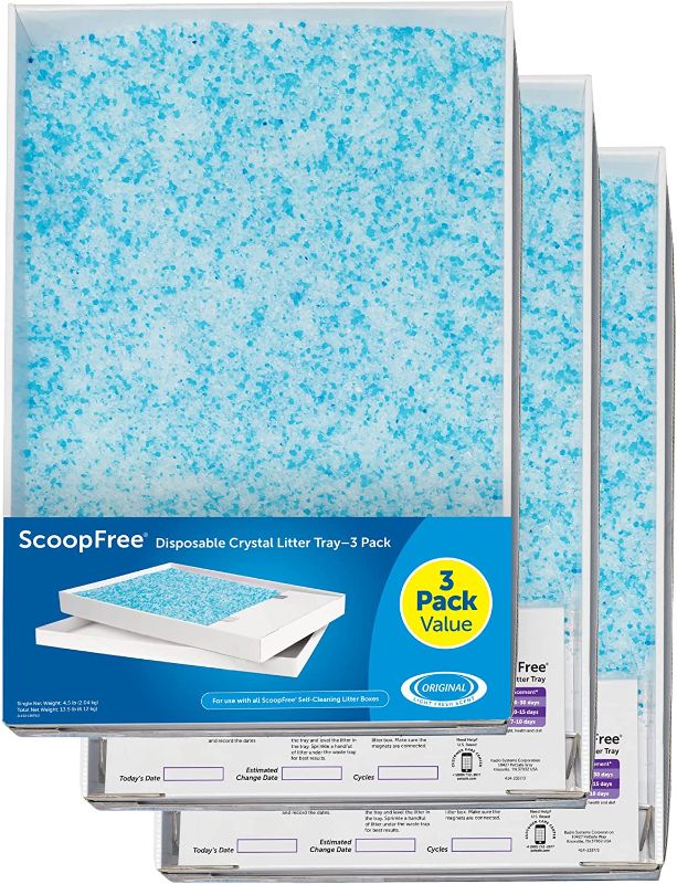 Photo 1 of (3 pack) PetSafe ScoopFree Self-Cleaning Cat Litter Box Tray Refills with Premium Blue Non-Clumping Crystals
