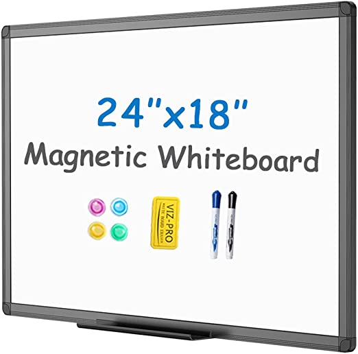 Photo 1 of VIZ-PRO Magnetic Whiteboard/Dry Erase Board with Black Aluminium Frame, 24 X 18 Inches
