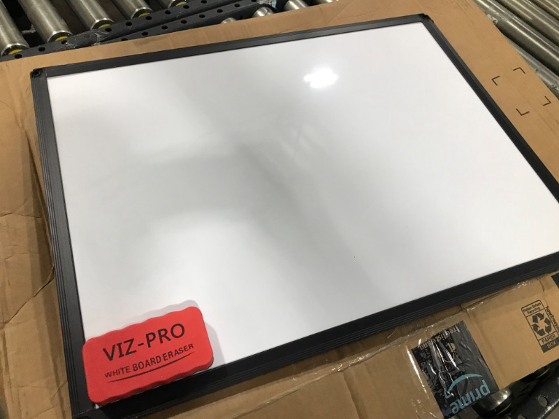 Photo 2 of VIZ-PRO Magnetic Whiteboard/Dry Erase Board with Black Aluminium Frame, 24 X 18 Inches
