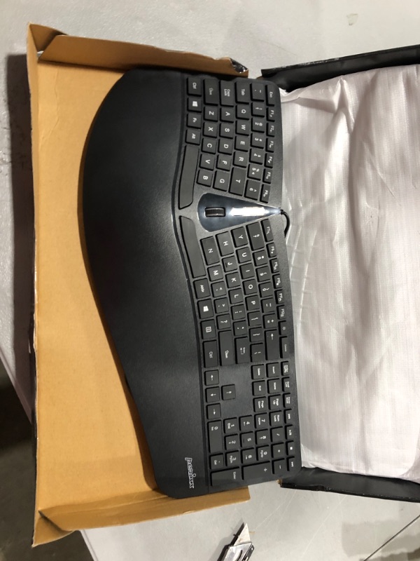 Photo 2 of Perixx PERIBOARD-330B, Wired Ergonomic Keyboard with Adjustable Wrist Rest, Illuminated Keys, and Membrane Low Profile Keys, 2 Extra USB Ports, US English Layout