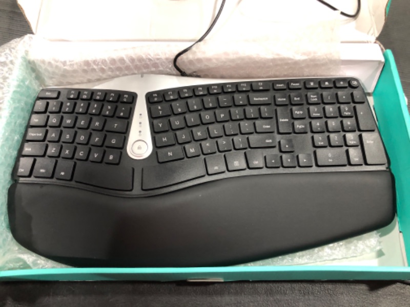 Photo 2 of Nulea Ergonomic Keyboard, Wired Split Keyboard with Pillowed Wrist and Palm Support, Featuring Dual USB Ports, Natural Typing Keyboard for Carpal Tunnel, Compatible with Windows/Mac