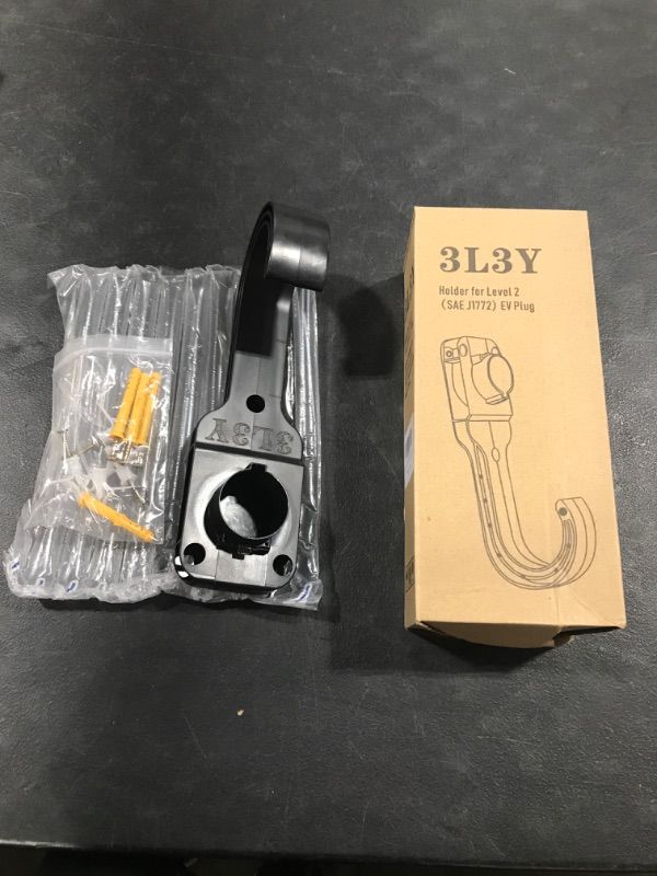 Photo 1 of 3L3Y EV Charger Holder, EV Charger Nozzle Holster Dock for SAE J1772 Plug, ABS Plastic J-Hook Combination, Hard and Sturdy Holster for Indoor/Outdoor Install