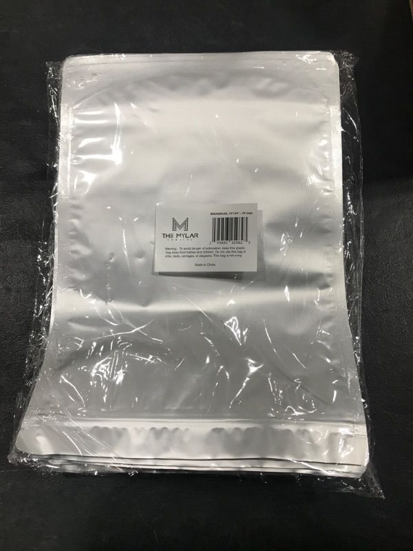 Photo 1 of 25 Stand Up Mylar Bags 1 Gallon THICK for Long Term Food Storage - 9.4 Mil - 10" x 14" ; Airtight Vacuum Sealing Resealable Ziplock Pouches Large Food Grade Mylar Bags Light, Moisture, Smell and Water Proof