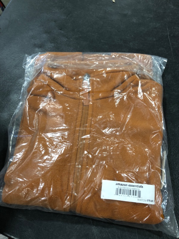 Photo 2 of Amazon Essentials Boys' Polar Fleece Full-Zip Mock Jacket, Light Brown, Large