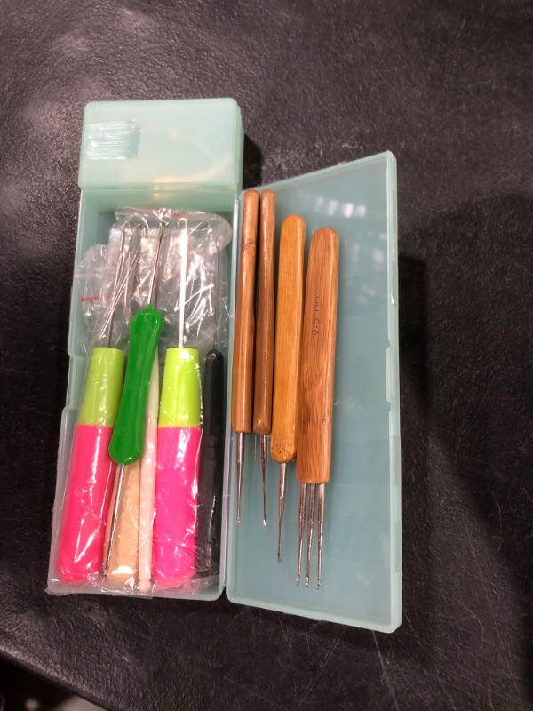 Photo 2 of 12pcs Dreadlocks Crochet Hook Set Crochet Braids Hair Locking Tool with Wooden Handle Loc Tools Weaving Needles Craft Bent Latch Hook Tool Crochet Needle Hooks for Hair Braids