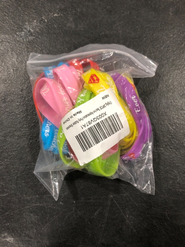 Photo 2 of Ertyjikg Teacher Appreciation Gifts Bulk-24PCS Thank You Teacher Silicone Bracelets for Appreciation Week Teacher Teacher Silicone Wristbands for Teacher Appreciation Day Party Favor Supplies https://a.co/d/hK7MSE6