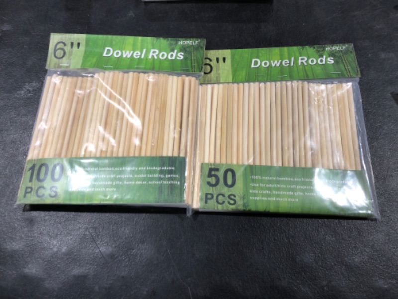 Photo 2 of 150PCS Dowel Rods Wood Sticks Wooden Dowel Rods - 1/4 x 6 Inch Unfinished Bamboo Sticks - for Crafts and DIYers