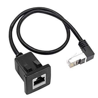 Photo 1 of RIIEYOCA RJ45 Network Extension Cable, 90 Degree Down Angle Male to Female LAN Ethernet Cat 5e Panel Mount Cable (RJ45 Male to Male 0.5 m)