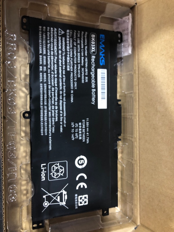 Photo 2 of Emaks BK03XL Battery for HP Pavilion X360 14-BA000 14M-BA000:14m-ba011dx 14m-ba013dx 14m-ba015dx 14m-ba114dx 14-ba253cl 14-ba125cl 14-ba175nr 14-ba051cl 916366-421 541 916811-855 HSTNN-LB7S UB7G