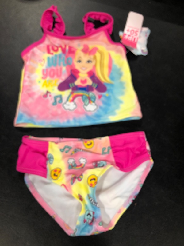 Photo 2 of JoJo Siwa Girls Racerback Tankini Top and Bikini Bottom Swim Set Toddler to Big Kid 4 Jojo Siwa Pink