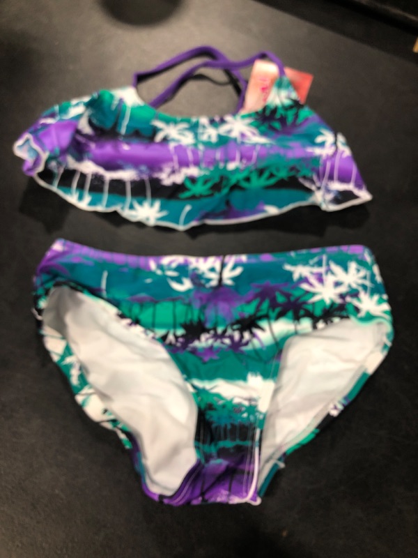 Photo 2 of Kanu Surf Girls' Alania Flounce Bikini Beach Sport 2 Piece Swimsuit 12 Alice Purple