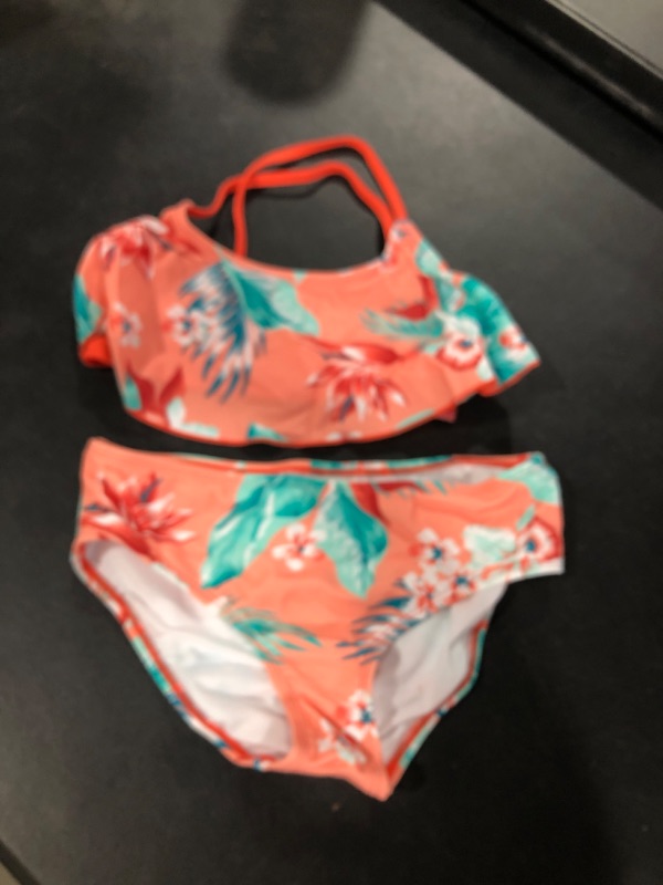 Photo 2 of Kanu Surf Girls' Alania Flounce Bikini Beach Sport 2 Piece Swimsuit 14 Alania Floral Coral