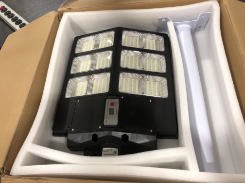 Photo 2 of 600W Solar Street Lights Outdoor Waterproof, 60000LM High Brightness Dusk to Dawn LED Lamp, with Motion Sensor and Remote Control, for Parking Lot, Yard, Garden, Patio, Stadium, Piazza (2 Packs) 600W-2 Pack(STADIUM ETC)