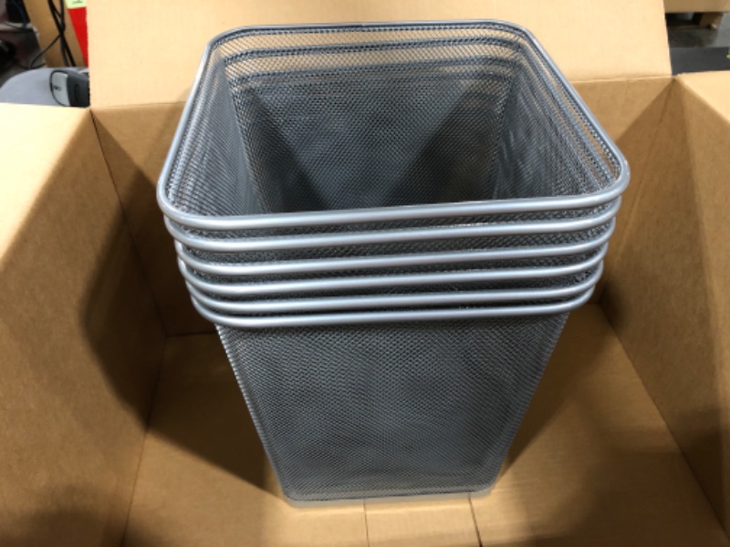 Photo 2 of Zeyune 6 Pack Mesh Trash Can, 5 Gallons Wire Trash Can Metal Mesh Waste Basket Garbage Bins for Home Bedroom Bathroom Kitchen Office (Silver)