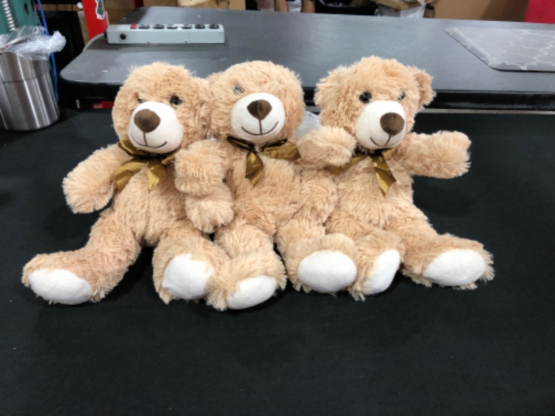 Photo 2 of MaoGoLan Teddy Bear Stuffed Animals 13.5 Inch Pack of 3 Tan Stuffed Bears Bulk Valentines Day Gifts for Him Girls 3 Tan 13.5 inches