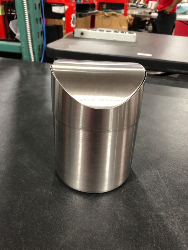 Photo 1 of Small Stainless Trash Bin 7" 