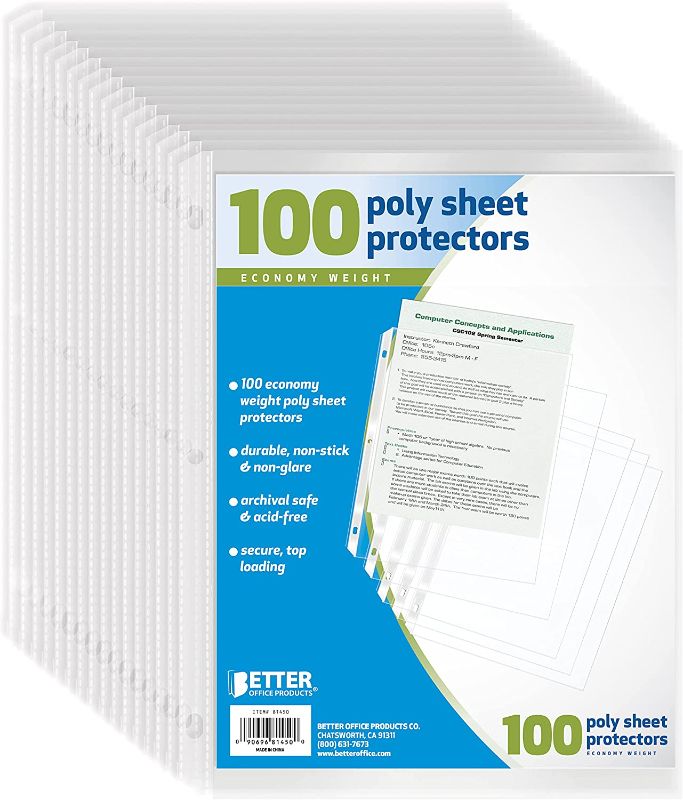Photo 1 of Better Office Products Sheet Protectors, 100 Count (81450)

