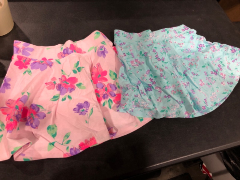 Photo 1 of 2 PACK KIDS SKORT FLORAL PINK AND BLUE MEDIUM 