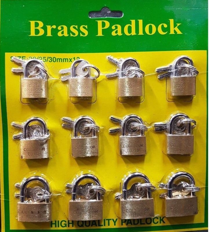 Photo 1 of 12 pc Brass Padlock Set 20,25,30 mm Heavy Duty Hardened Case & 2 Keys