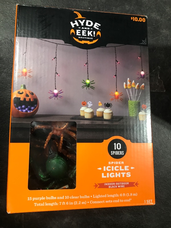 Photo 2 of 25ct Spider Halloween Icicle Lights Clear - Hyde  EEK! Boutique