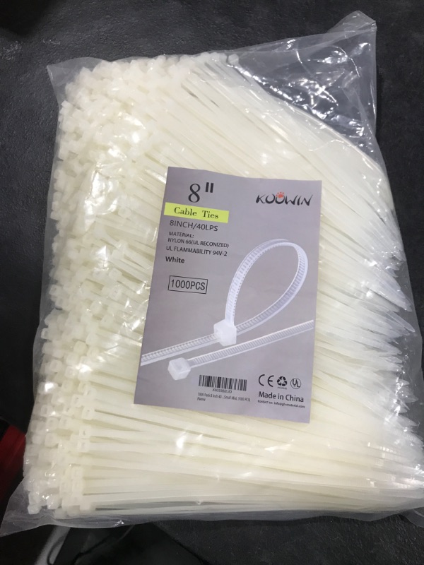 Photo 1 of 1000 Pcs  8" Cable Ties Nylon White