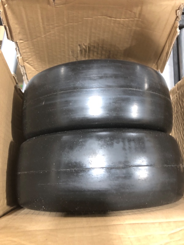 Photo 2 of 2 PCS 11x4.00-5" Flat Free Lawn Mower Tire on Wheel, 3/4" or 5/8" Bushing, 3.4"-4"-4.5 -5" Centered Hub, Universal Fit Smooth Tread Tire for Zero Turn Lawn Mowers, with Universal Adapter Kit