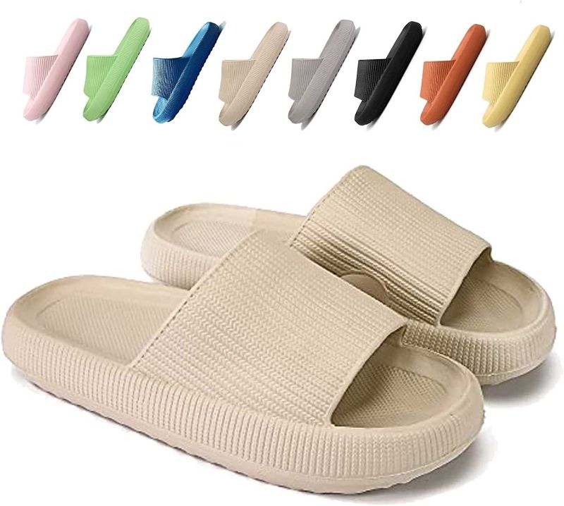 Photo 1 of ZUQOACY Pillow Slippers, Soft Comfy Thick Sole Non-Slip Cushion Cloud Slippers Sandals Home Bathroom Spa Open Toe Quick Drying Sandals