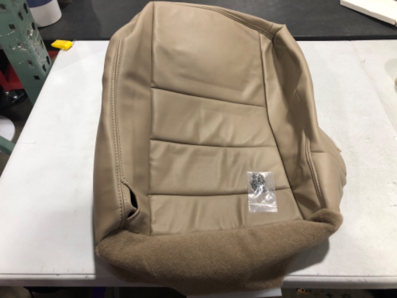 Photo 1 of 2003 2004 2005 2006 2007 Ford F250 F350 Lariat Synthetic Leather Seat Cover Replacement, Vinyl Seat Cover Compatible Ford F250 F350 (Driver Bottom, Medium Parchment Tan) Driver Bottom Medium Parchment (Tan)
