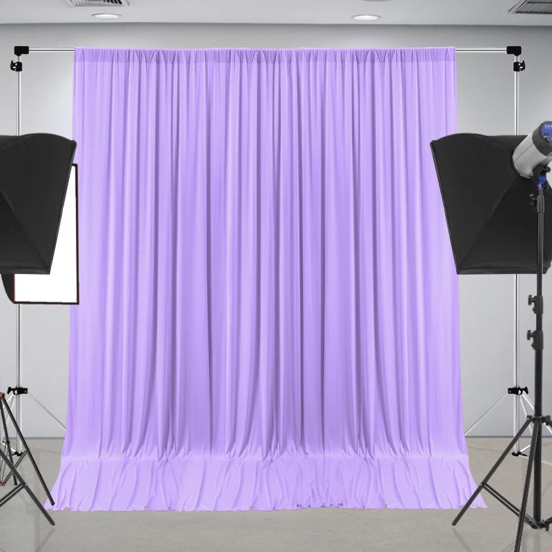 Photo 1 of 10 ft x 10 ft Wrinkle Free Lavendar Backdrop Curtain Panels, Polyester Photography Backdrop Drapes, Wedding Party Home Decoration Supplies
