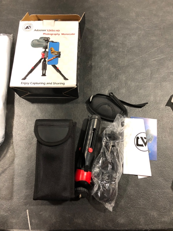 Photo 1 of 12x56 HD Monocular Telescope with Smartphone Adapter, Upgraded Tripod, Hand Strap - High Power Monocular with Clear Low Light Vision for Star Watching - Lightweight Monocular for Bird Watching Hunting