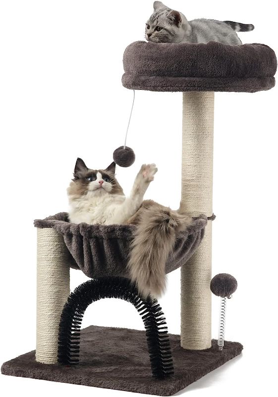 Photo 1 of YATOCO Cat Scratching Post Kitten Scratcher Sisal Scratch Posts Trees with Hanging Ball,Spring Ball(Bell),Arch Brush,Hammock for Indoor Cats(28")