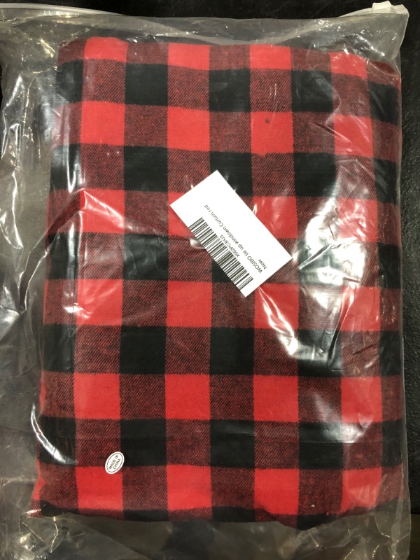 Photo 2 of 2 Pack Buffalo Check Plaid Tie Up Shades Farmhouse Style Gingham Rod Pocket Window Curtain for Kitchen 42x63 Inches White and Black (Red and Black)
