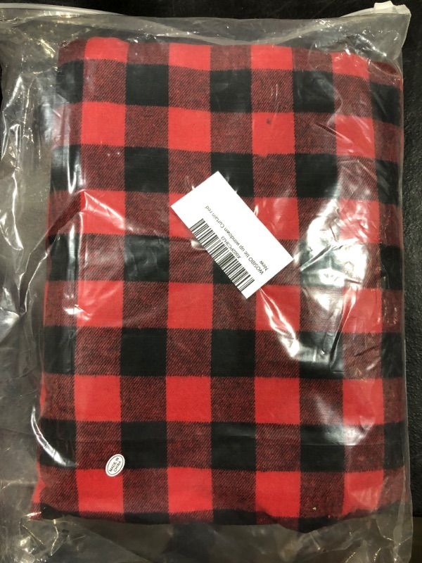 Photo 2 of 2 Pack Buffalo Check Plaid Tie Up Shades Farmhouse Style Gingham Rod Pocket Window Curtain for Kitchen 42x63 Inches White and Black (Red and Black)