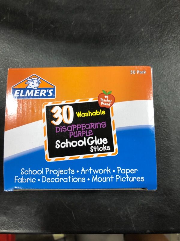 Photo 1 of Elmer's Disappearing Purple School Glue Sticks, Washable, 7 Grams, 30 Count 30 Count Standard Stick