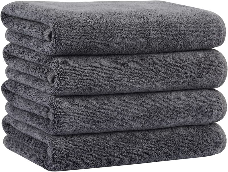 Photo 1 of 4 Packs of Cleaning Towels Microfiber Absorbent Salon Towels16 x 28 Inches (Gray)