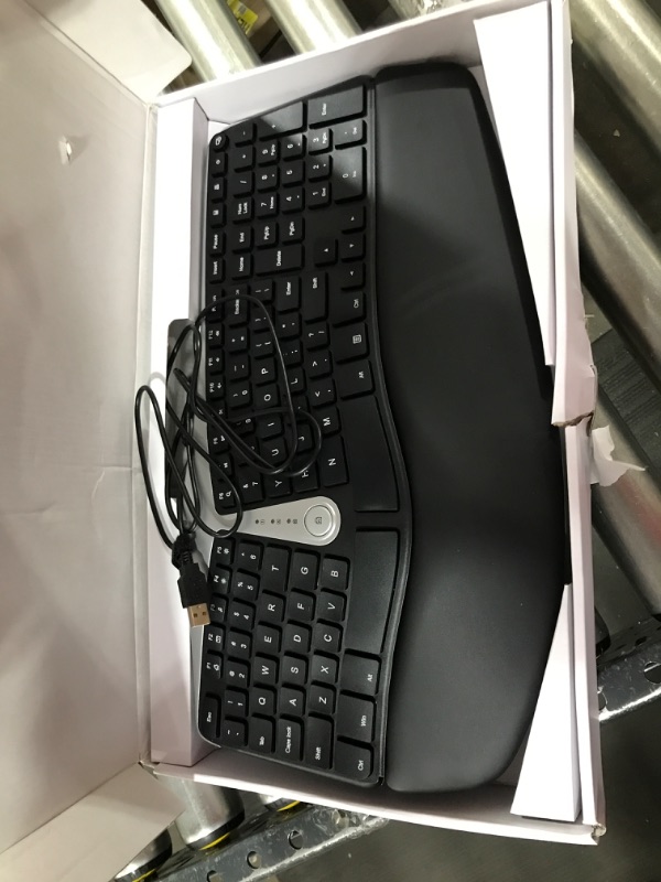 Photo 2 of Nulea Ergonomic Keyboard, Wired Split Keyboard with Pillowed Wrist and Palm Support, Featuring Dual USB Ports, Natural Typing Keyboard for Carpal Tunnel, Compatible with Windows/Mac
