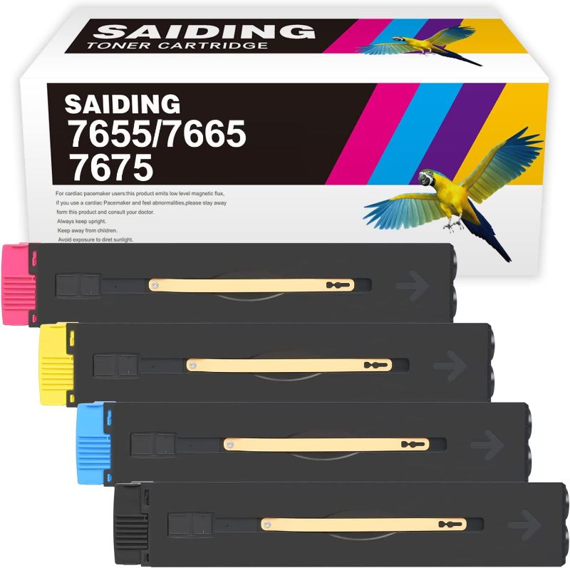 Photo 1 of SAIDING Remanufactured Toner Cartridge Replacement for 006R01219 006R01220 006R01221 006R01222 for Xerox Workcentre 7655 7665 7675 DocuColor 240 242 250 252 260 7655 7665 Printer (4 Pack)
