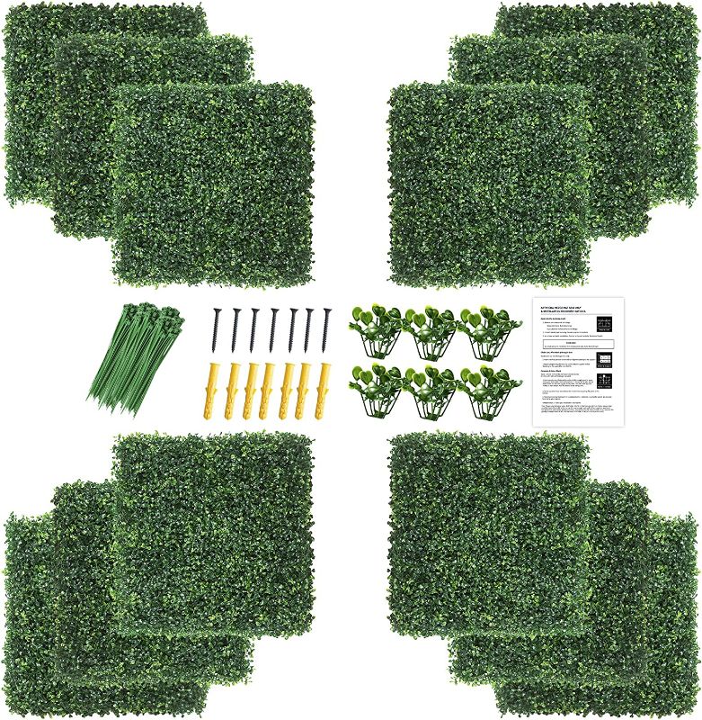 Photo 1 of 
KASZOO 12Pack 20"x20" Artificial Boxwood Grass Backdrop Panels