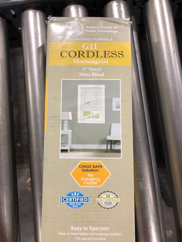 Photo 4 of Achim Cordless Light Filtering Mini Blinds for Windows, Horizontal Vinyl Window Blinds, Shades for Indoor Windows, Inside Mount 1” GII Morningstar Collection, Alabaster color , 27inW 72inL
