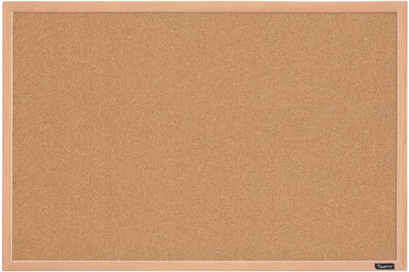 Photo 1 of Quartet Cork Board Bulletin Board, 23" x 35" Framed Corkboard, Oak Frame, Decorative Hanging Pin Board, Perfect for Office & Home Decor, Home School Message Board or Vision Board (35-380352)
