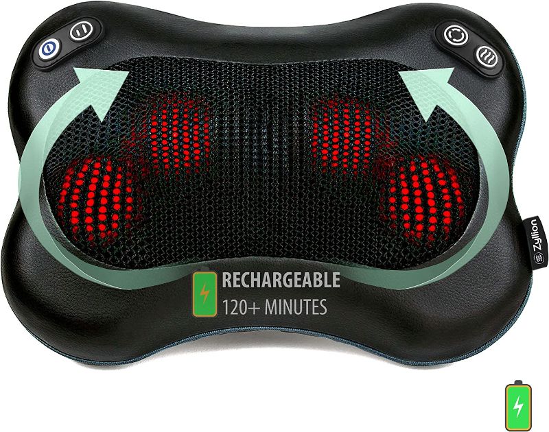 Photo 1 of Zyllion Shiatsu Back and Neck Massager - 3D Kneading Deep Tissue Massage Pillow with Heat for Muscle Pain Relief, Chairs and Cars (Wired Connection; NOT Cordless) - Black (ZMA-13-BK)