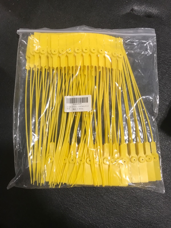 Photo 2 of [YL-S282T]100 Pieces of 280mm/11.02inch Length Seals Tamper Proof Self Locking Pull Tight Plastic Seal ,Signage Tags with Label Numbers. YELLOW. PHOTO FOR REFERENCE. 