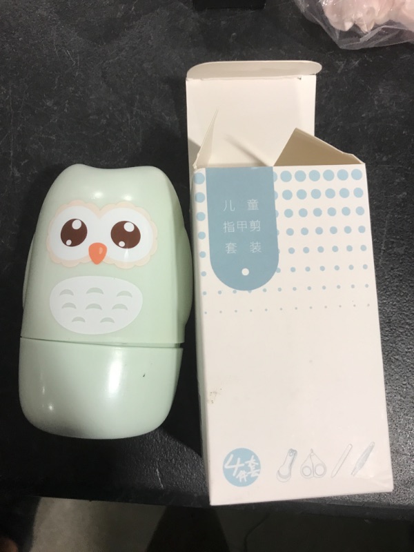 Photo 2 of Baby Manicure Kit and Pedicure kit with Cute Owl Shape Case, Baby Nail Clipper, Scissor, Tweezer, Baby Nail File Set for Newborn, Infant & Toddler (Green)