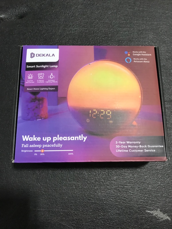 Photo 3 of Sunrise Alarm Clock, Dekala Wake Up Light Alarm Clock with Stand for Bedrooms, Kids,Heavy Sleepers,Sleep Aid with FM Radio,Sunrise Simulation,Dual Alarms,7 Colors,Natural Sounds, APP Remote Holder Style APP Control. 