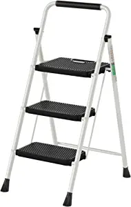 Photo 1 of  Step Ladder, RIKADE Folding Step Stool, Step Stool with Wide Anti-Slip Pedal, Lightweight, Portable Folding Step Ladder with Handgrip, Multi-use Steel Ladder for Household and