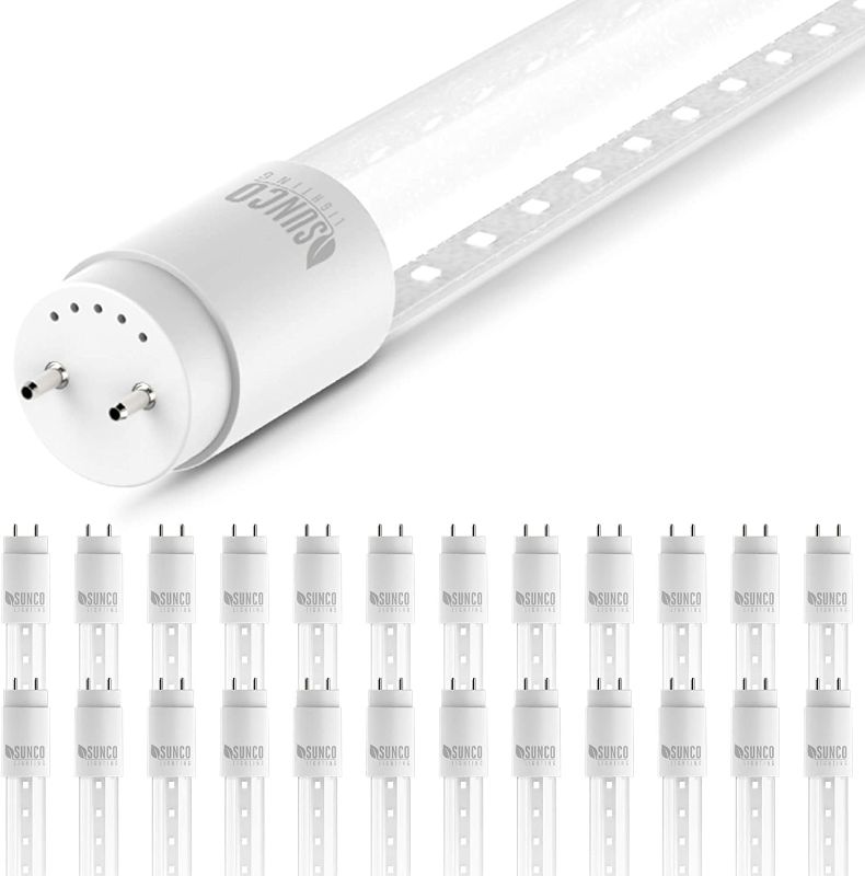 Photo 1 of (24 pack) T8 LED 4FT Tube Light Bulbs Ballast Bypass Fluorescent Replacement, 6000K Daylight Deluxe, 15W, Clear Cover