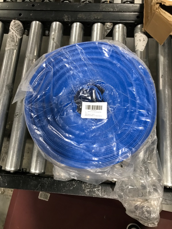 Photo 2 of 3" x 100 FT Pool Backwash Hose, Blue Heavy Duty Reinforced PVC Lay Flat Water Discharge Hose for Swimming Pool Filter Pump